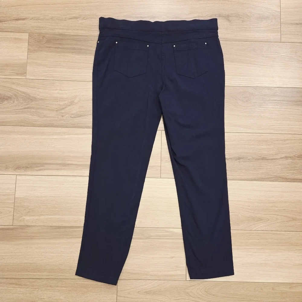 89th & Madison Navy Blue Pull On Elastic Waist Dress Pants Size XL - Picture 2 of 5